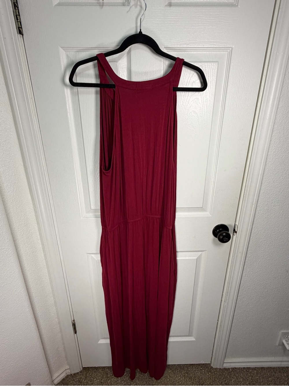 Women's Sleeveless Red Maxi Dress with V Neck and Tassel Tie - Lane Bryant - Picture 3 of 6
